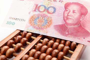 Image showing abacus and china money banknote