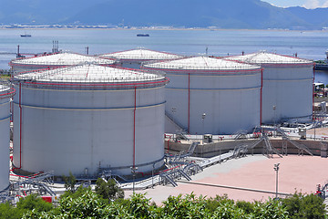 Image showing large white tanks for petrol or oil