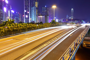 Image showing traffic in downtown at night