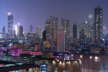 Image showing building at night in Hong Kong