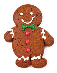 Image showing Gingerbread man cookie over white background