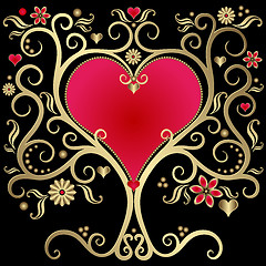 Image showing Gold valentines frame