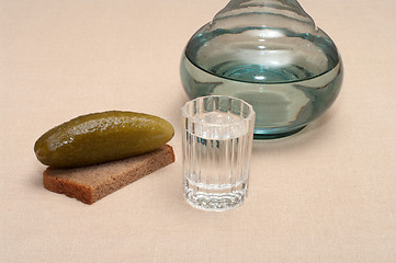 Image showing Vodka and snack.