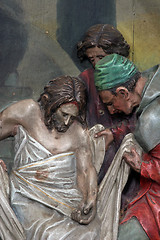 Image showing 14th Stations of the Cross, Jesus is laid in the tomb and covered in incense