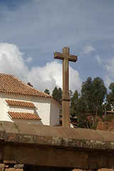 Image showing Old spanich cross  in Chinchero