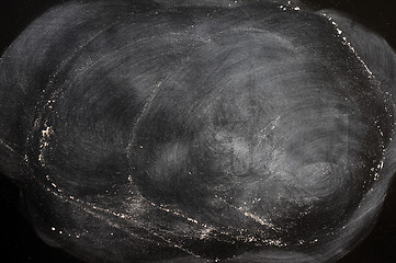 Image showing Blank blackboard with white chalk eraser smudges
