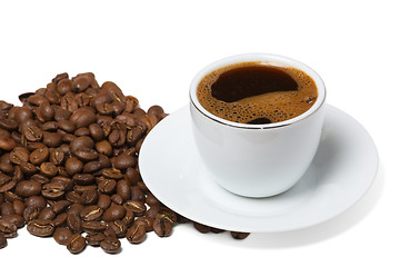 Image showing Cup of coffee on white background