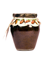 Image showing Healthy ecologic jam food in beautiful clay pot.