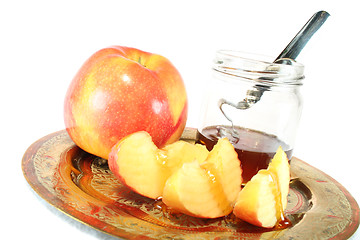 Image showing apple with Honey jar