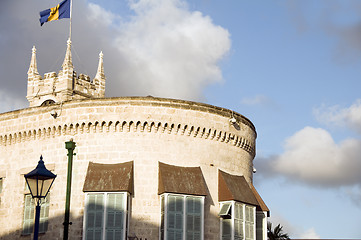 Image showing Parliament building Gothic architecture national flag Bridgetown