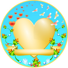 Image showing Golden Heart with a flower ornament