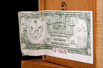 Image showing Sticker on box of Cuban cigars