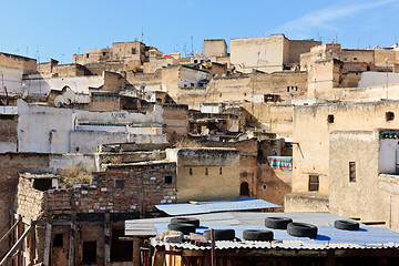 Image showing Rooftop scene in Fez, Morocco