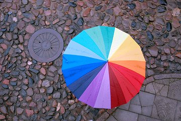 Image showing Rainbow-colored umbrella 