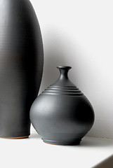 Image showing Black pottery vases 