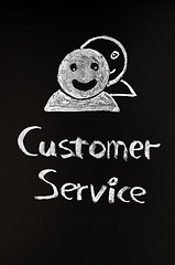 Image showing Customer service with human figures drawn with chalk