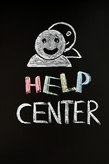 Image showing Help center with human figures drawn on blackboard