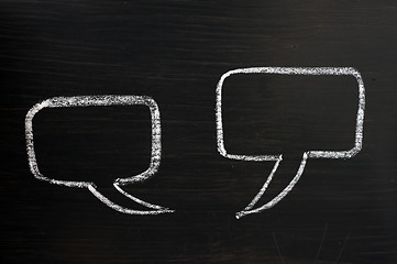 Image showing Two speech bubbles on a blackboard