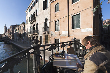 Image showing Watercolors painter, Venice.