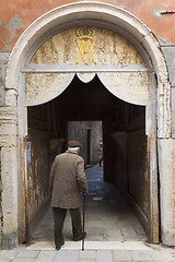 Image showing Old man walking, Venice.