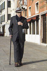 Image showing Classy old man walking, Venice.