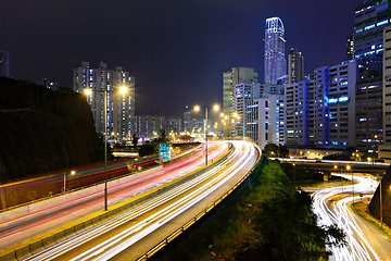 Image showing traffic in city at night