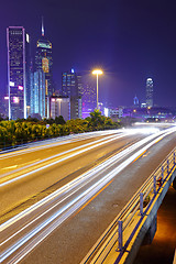 Image showing light trails in mega city at night