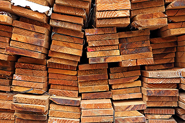 Image showing Stacked Construction Wood