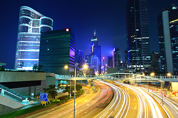 Image showing Hong kong downtown with traffic at night