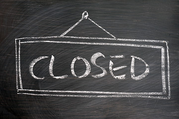 Image showing Closed - word written on blackboard