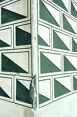 Image showing Closeup of wall corner with rectangles decorations