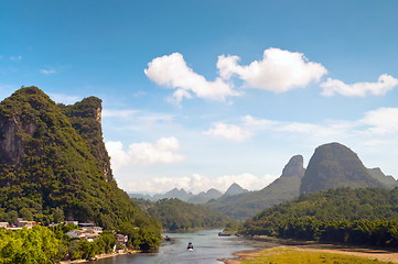 Image showing Li river in Yangshou near Guilin landscape