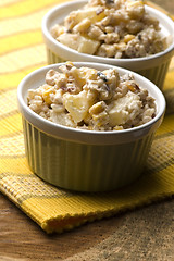 Image showing Salad with corn, ananas, nuts and rice