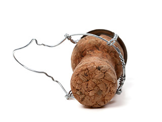 Image showing Champagne wine cork on white background