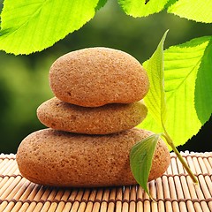 Image showing zen stone with leaf