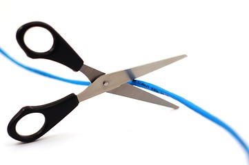 Image showing network cable and scissors