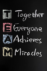 Image showing TEAM acronym written in colorful chalk