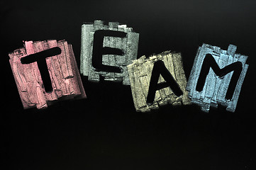 Image showing Team written in colorful chalk