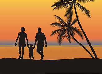 Image showing Young family on the beach