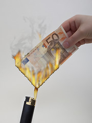 Image showing Euros burning