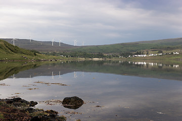 Image showing Loch Greshornish overlooked by wind turbines