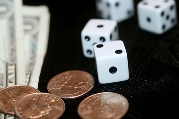 Image showing Gambling dice and money