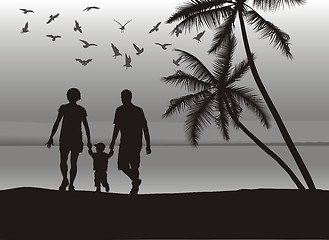 Image showing Family on the beach