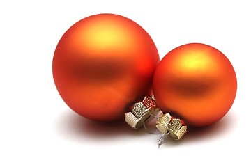 Image showing isolated orange christmas spheres