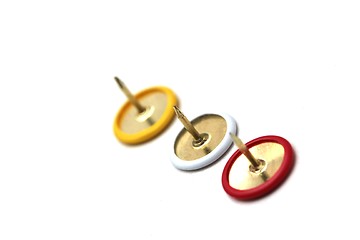 Image showing red,yellow and white thumbtack