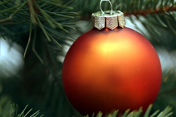 Image showing orange sphere on christmas tree