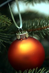 Image showing orange sphere on christmas tree