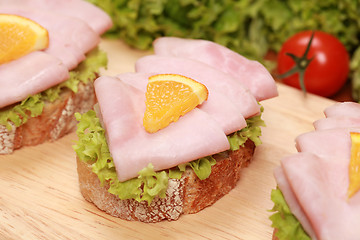 Image showing Fingerfood with ham