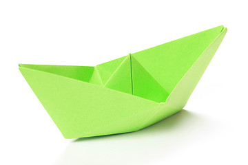 Image showing Green paper boat