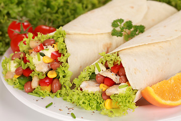 Image showing Two Chicken Wrap Sandwiches